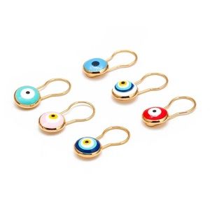Mini Evil Eye Pins Set of 6 evil eye stroller 14K Gold Plated Nazar 🧿